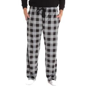 #followme Ultra Soft Fleece Men's Plaid Pajama Pants w/ Pockets in Gray, Size XL